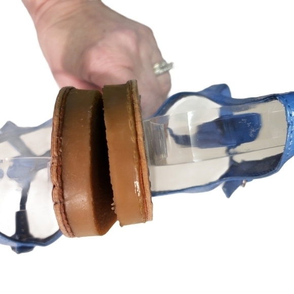 Loft Blue Sandals Size 8‎ Snakeskin Pattern Silverstone - Picture 9 of 12